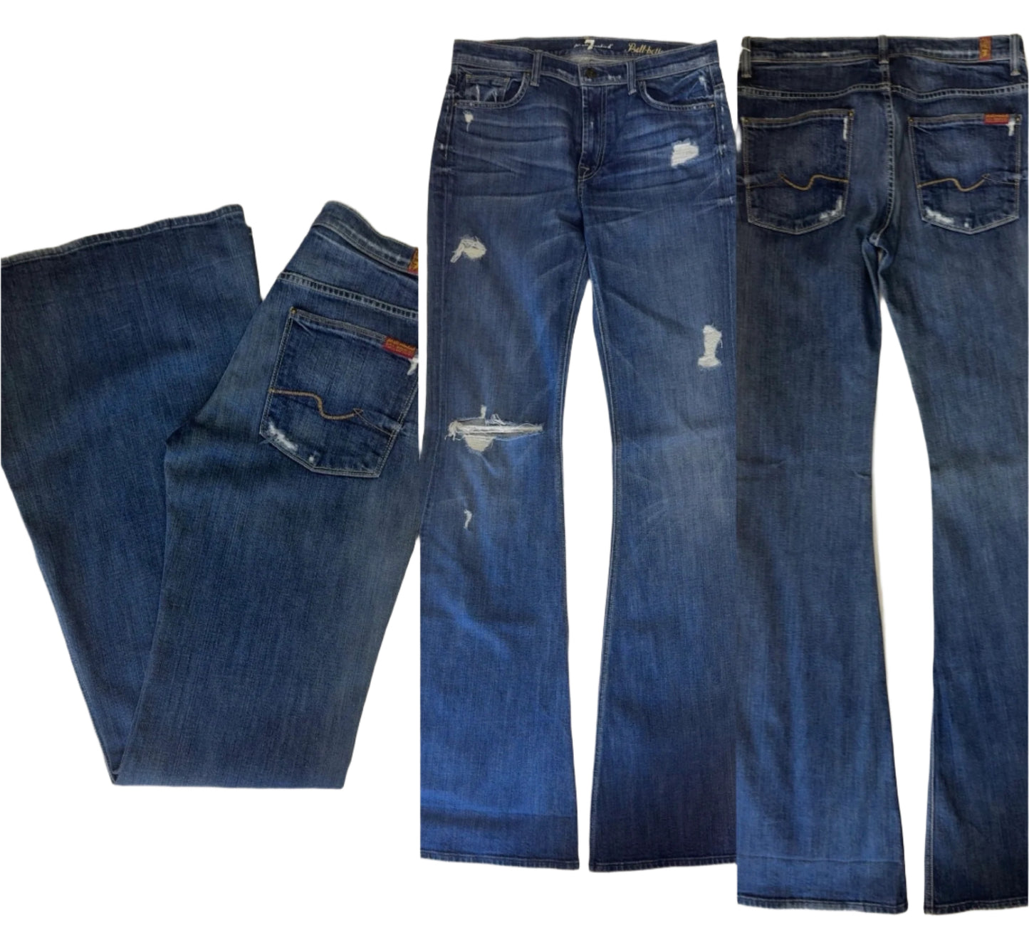 7 For All Mankind Size 31 Length 37.5" Bell Bottom Distressed