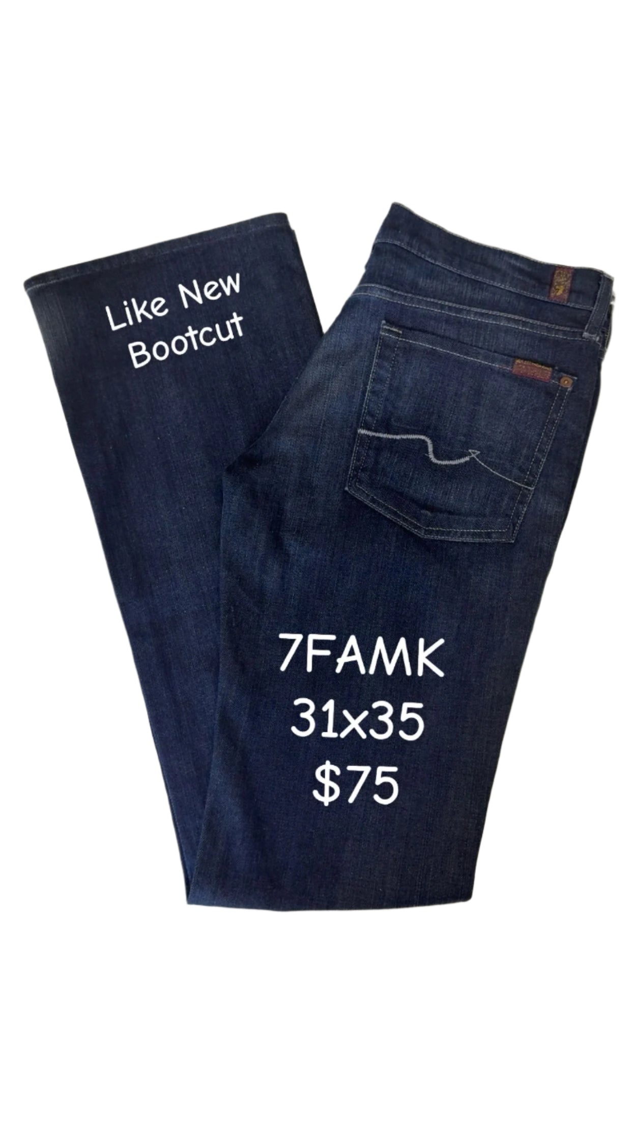 7 For All Mankind Size 31 Length 35" Bootcut