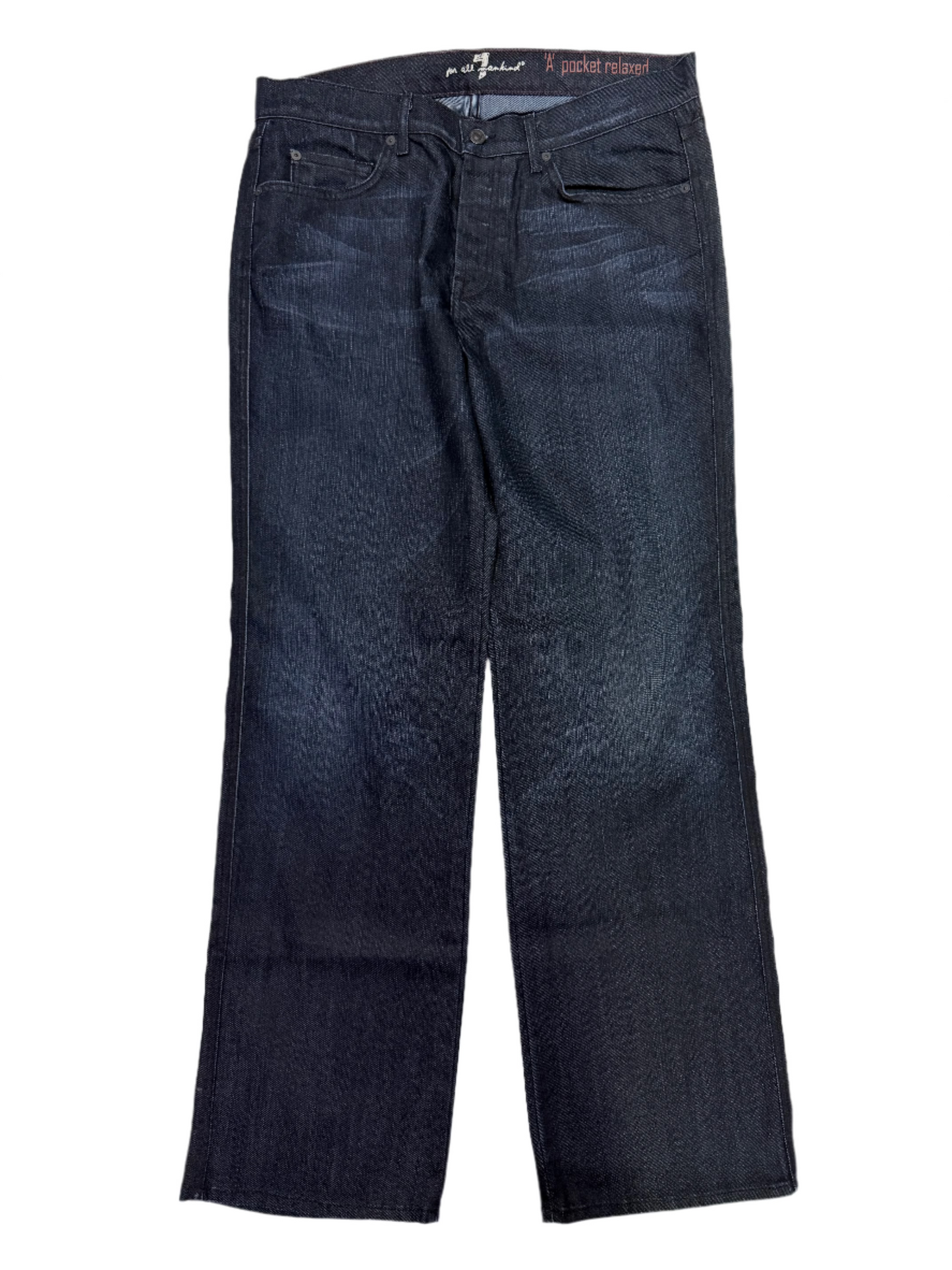 7 For All Mankind Size 34 Length 33.5" A Pocket Relaxed Wide Leg