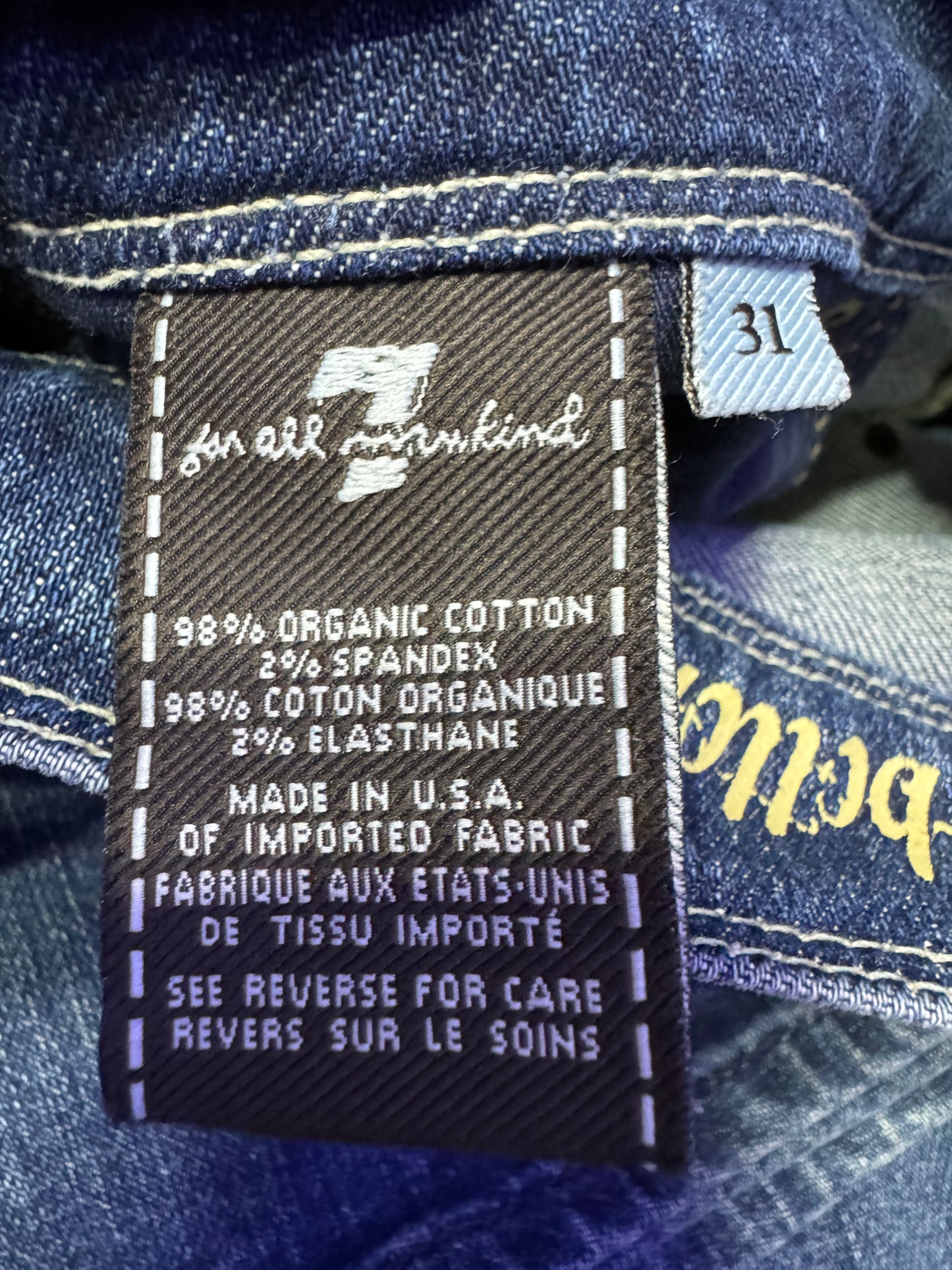 7 For All Mankind Size 31 Length 37.5" Bell Bottom Distressed