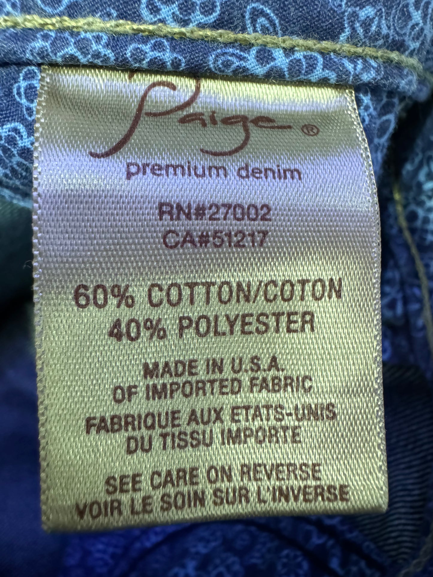 Paige Size 25 Length 29.5"