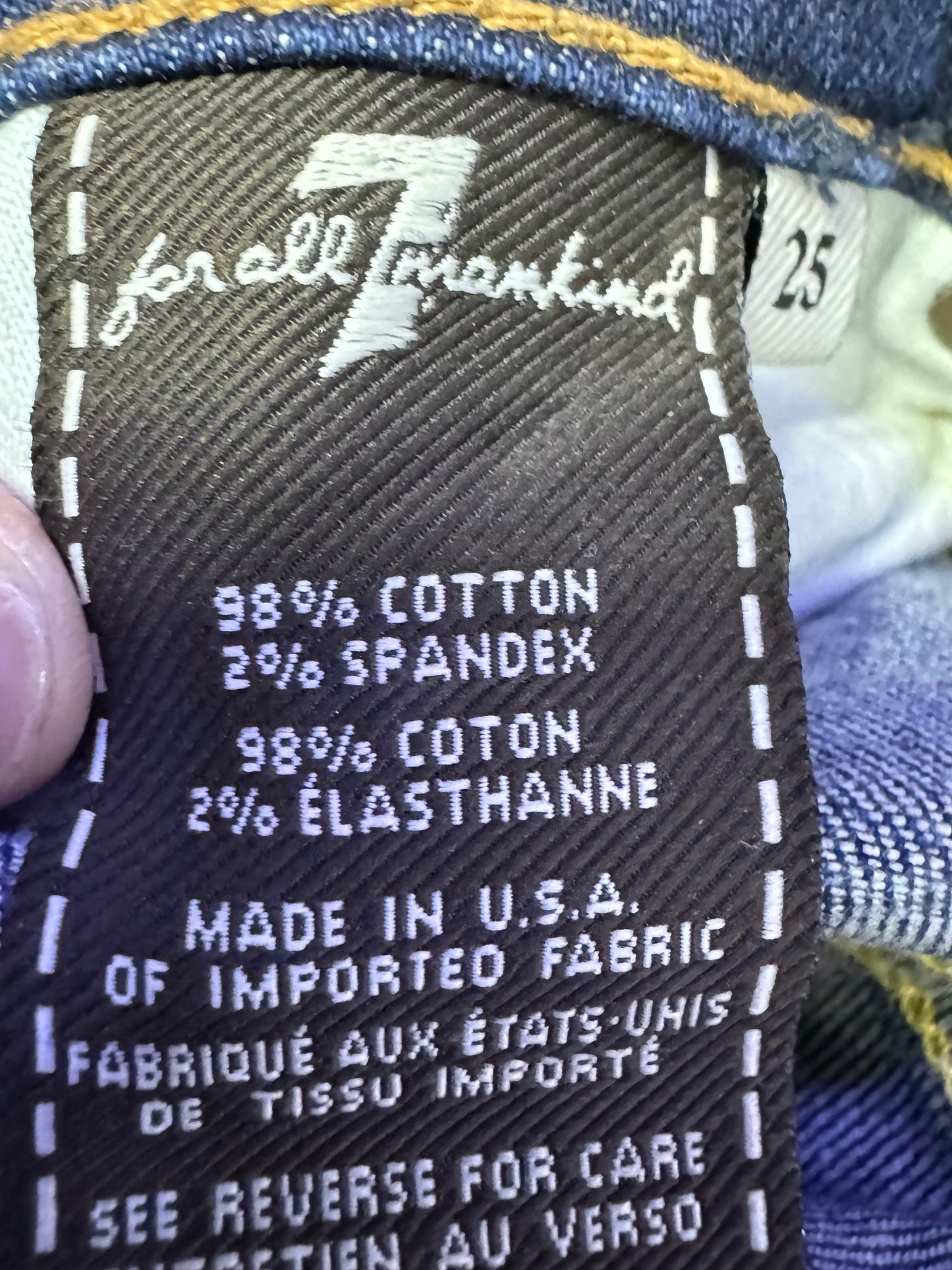 7 For All Mankind Size 25 Length 33.5"