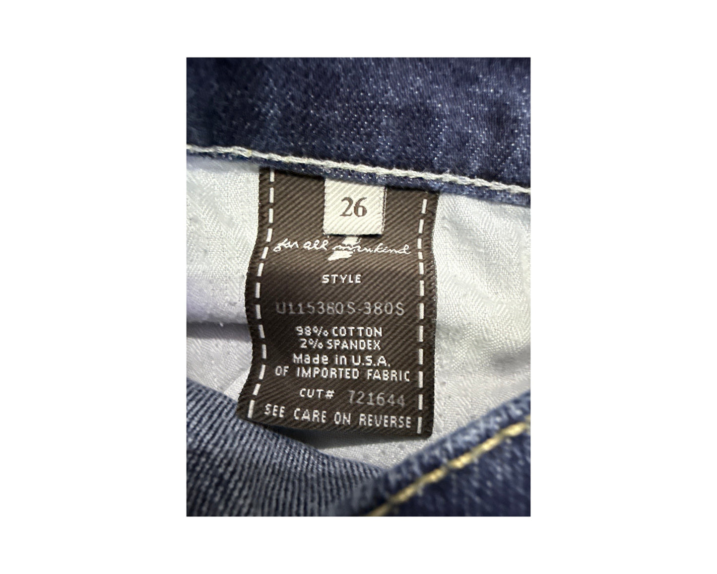7 For All Mankind Size 26 Length 32" Dojo
