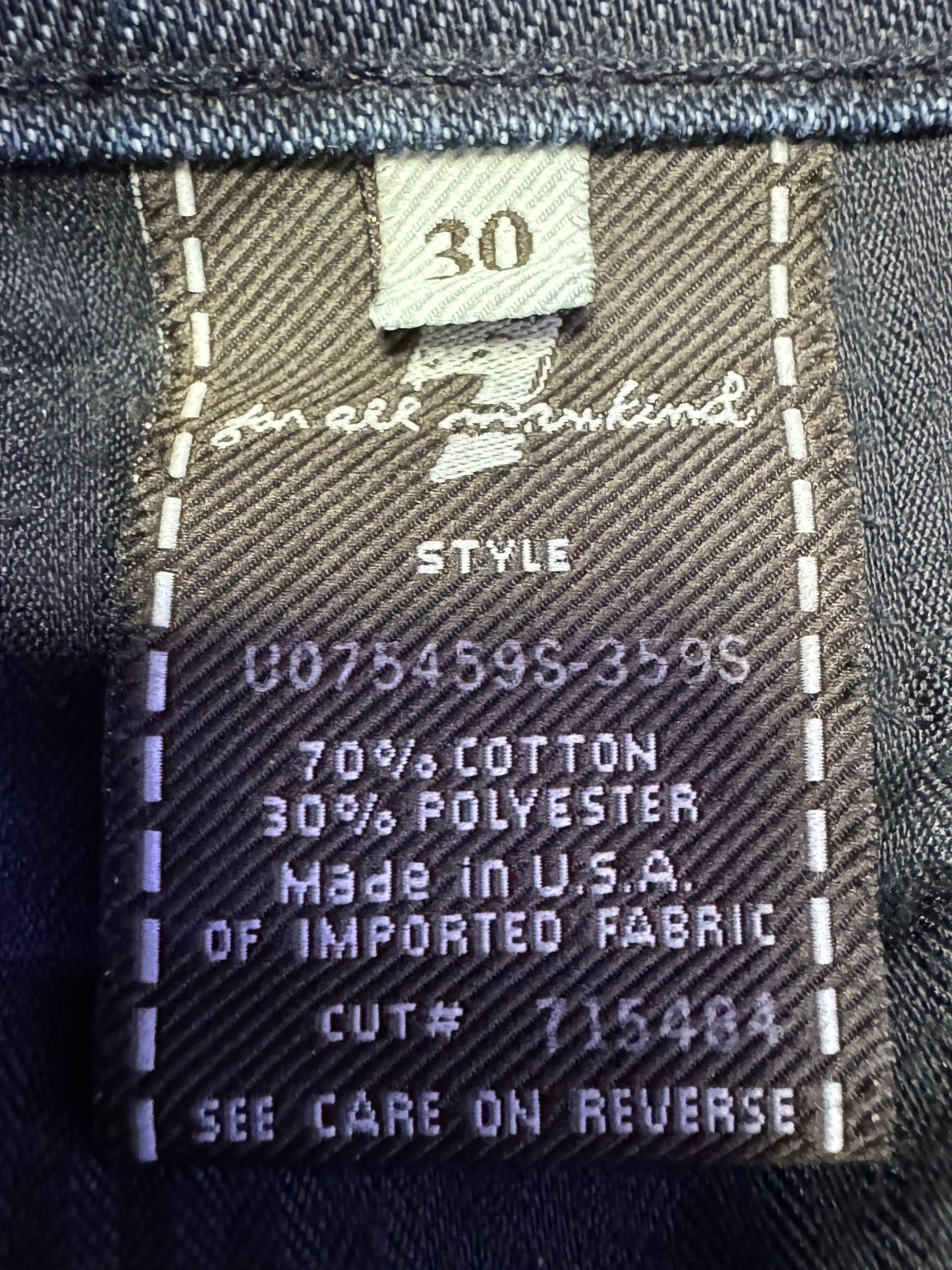 7 For All Mankind Size 30 Length 34" Bootcut