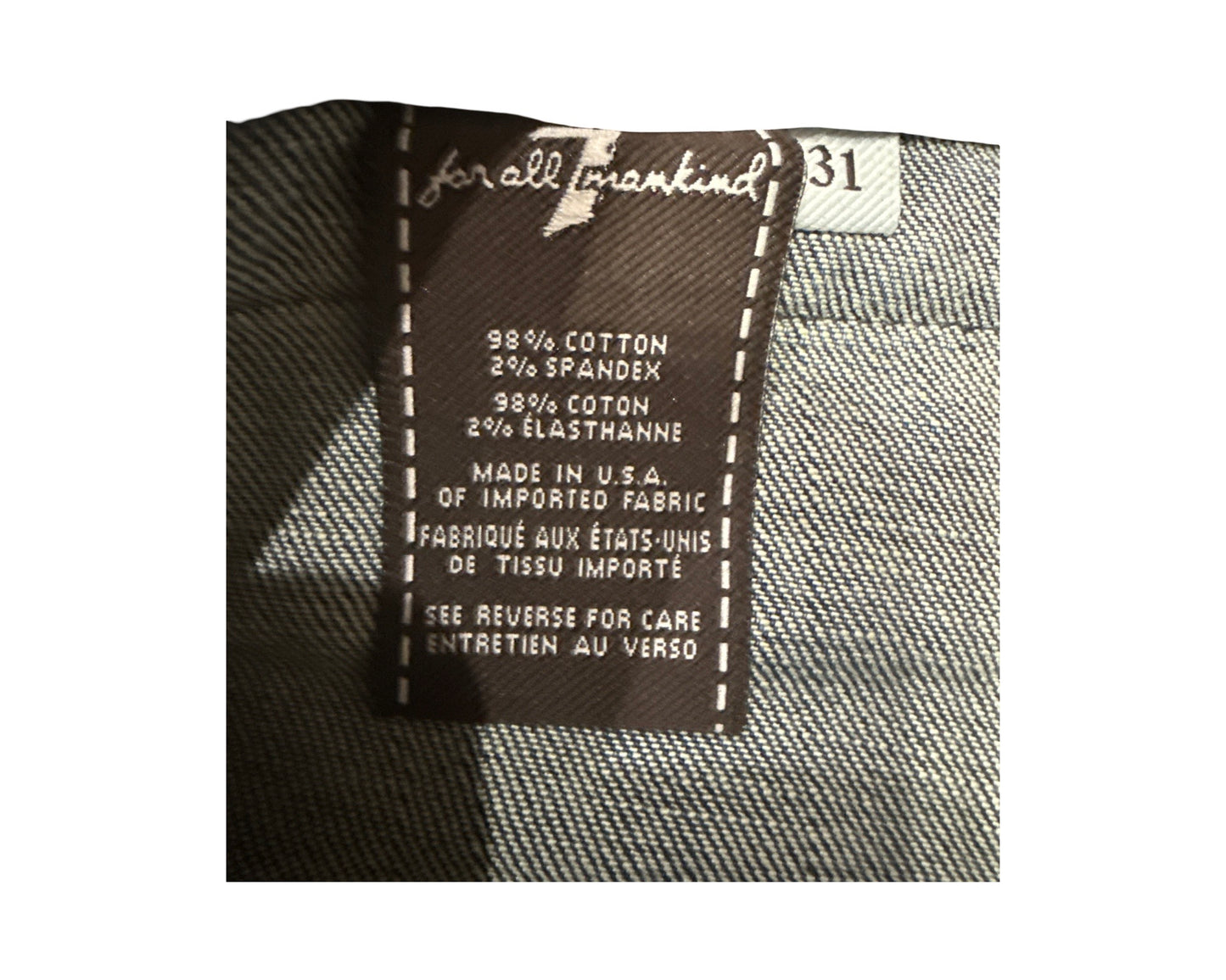 7 For All Mankind Size 31 Length 36.5" Wide Leg Trouser