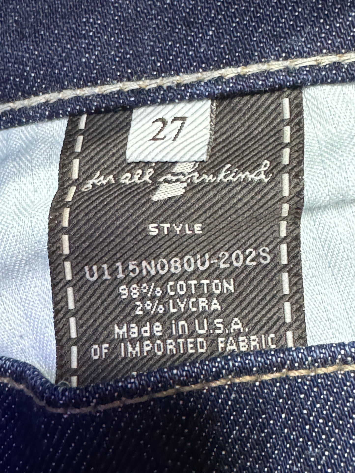 7 For All Mankind Size 27 Length 34" Dojo