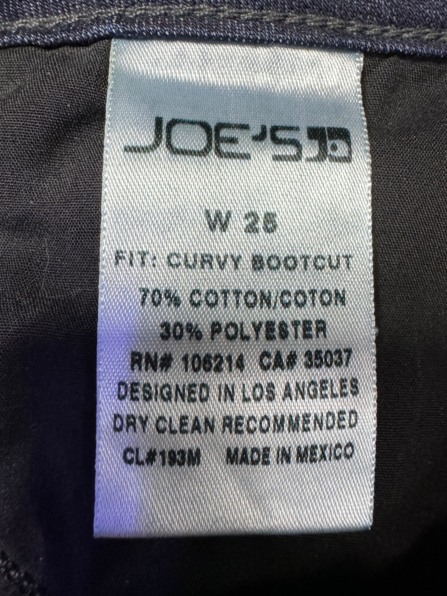 Joes Size 25 Length 35" Curvy Bootcut
