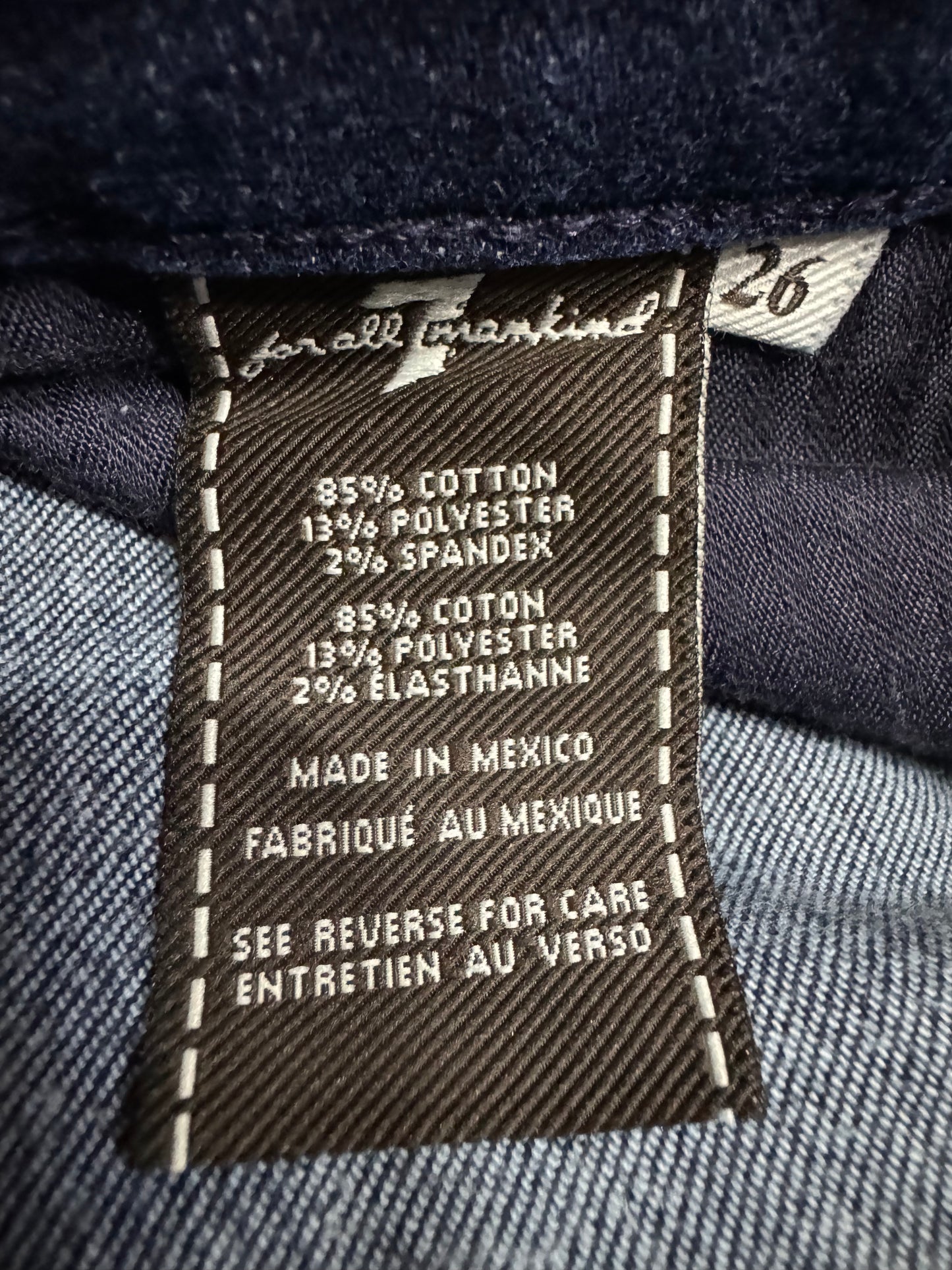 7 For All Mankind Size 26 Length 35" Bootcut