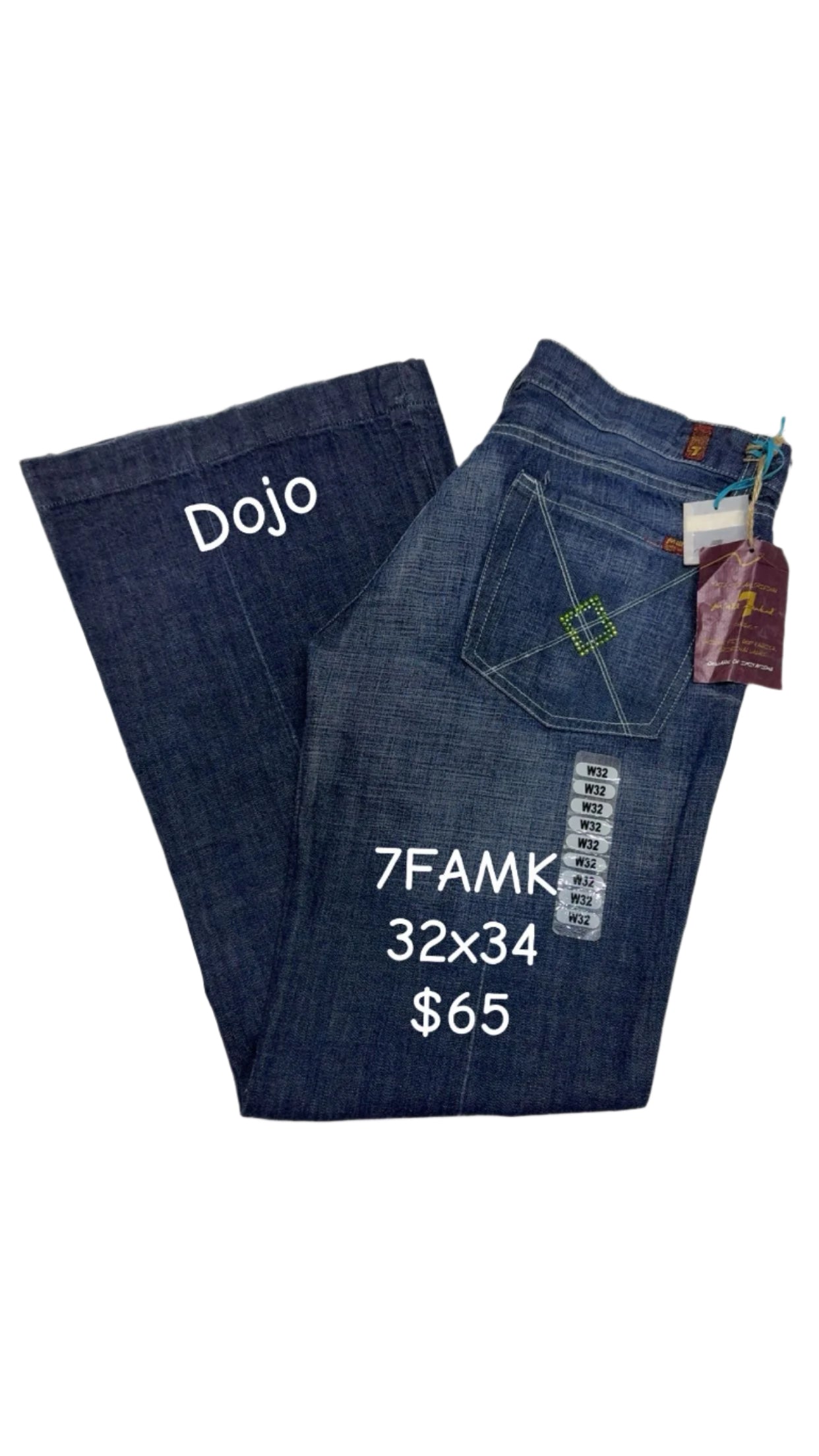 7 For All Mankind Size 32 Length 33.5" Dojo Rhinestones