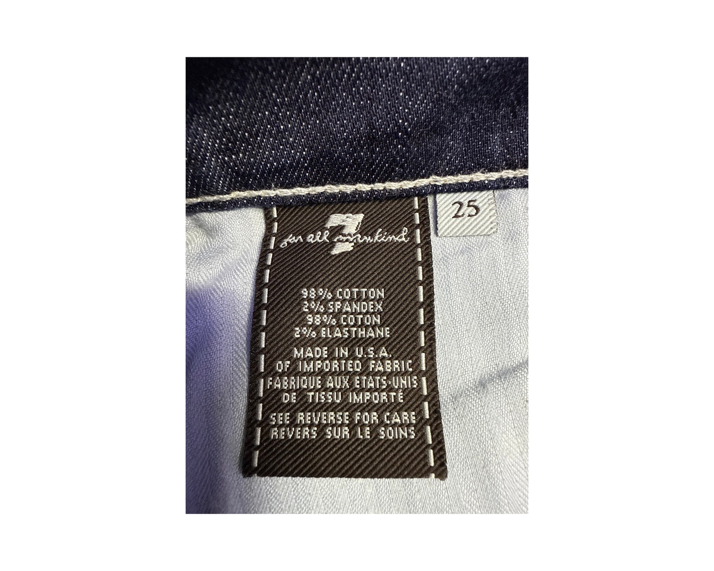 7 For All Mankind Size 25 Length 34" Dojo