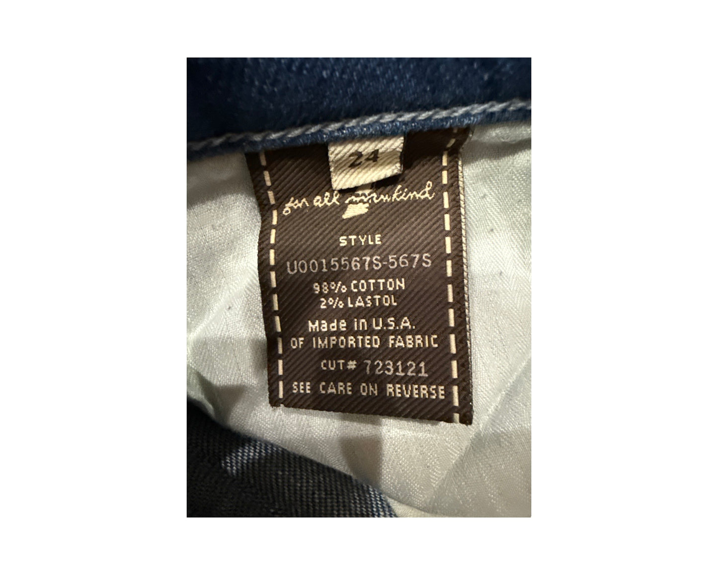7 For All Mankind Size 24 Length 32" Low Rise Ginger